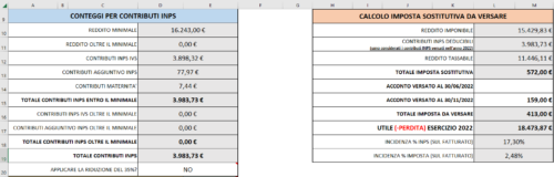 Calcolo Contributi INPS Tasse 2022_1